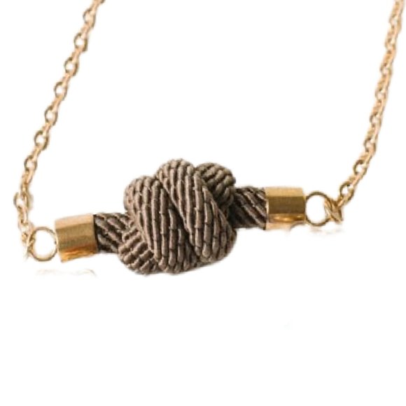 Gold Rust Be Bold Taupe Tie Knot Necklace: Reminder of Courage and Strength - Picture 4 of 5